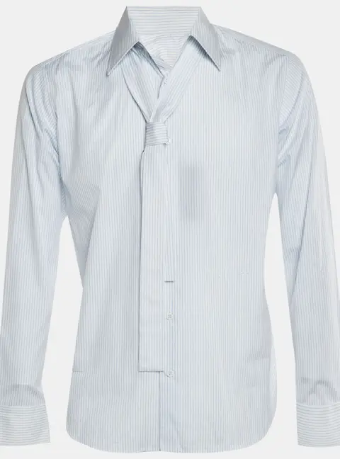 Louis Vuitton White/Blue Pin Striped Cotton Button Up Shirt M