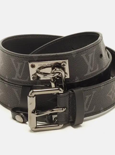 Louis Vuitton Signature Chain 100 CM Buckle Belt Monogram Eclipse Canvas