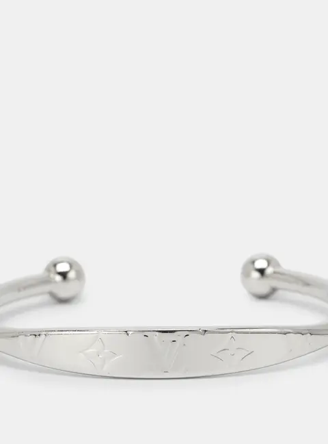Louis Vuitton Silver Tone Monogram Jonc Cuff Bracelet
