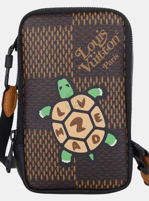 Louis Vuitton Brown Coated Canvas Giant Damier Nigo Phone Pouch