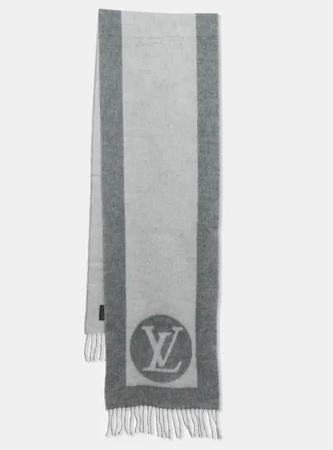 Louis Vuitton Grey Monogram Detail Wool Cardiff Scarf