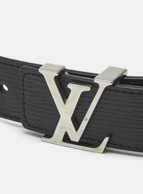 Louis Vuitton LV Initiales 90 CM Buckle Belt Black Epi Leather