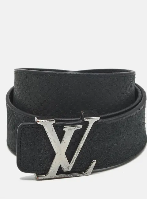 Louis Vuitton LV Initiales 105 CM Buckle Belt Black Mini Damier Suede