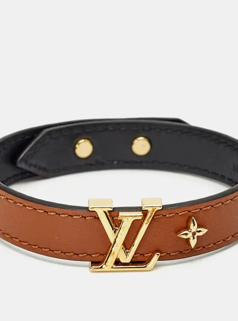 Louis Vuitton LV Iconic Leather Gold Tone Bracelet 19