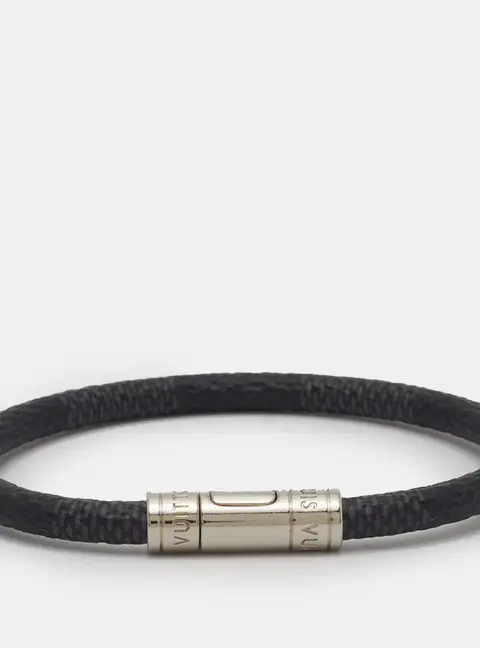 Louis Vuitton Keep It Bracelet Damier Graphite Canvas Silver Tone Bracelet