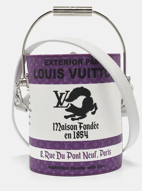 Louis Vuitton Paint can Purple Coated Canvas and Leather Messengers