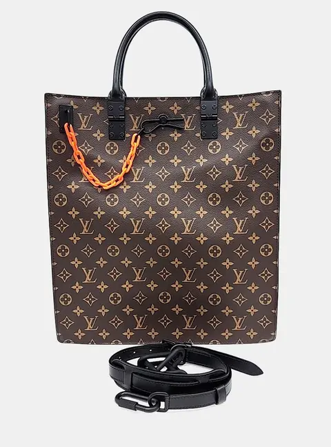 Louis Vuitton Sac Plat M44475 PM Monogram Canvas Leather Top Handle Bag