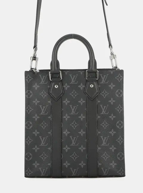 Louis Vuitton Sac Plat PM Monogram Eclipse Coated Canvas Top Handle Bag