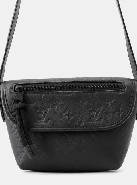 Louis Vuitton Pulse Wearable Wallet Black Monogram Shadow Embossed Cowhide Leather Crossbody Bag