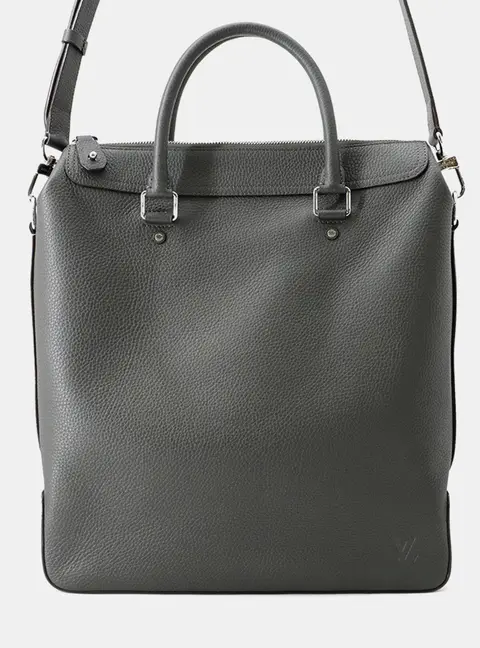 Louis Vuitton Greenwich MM Gray Taurillon Leather Tote Bag