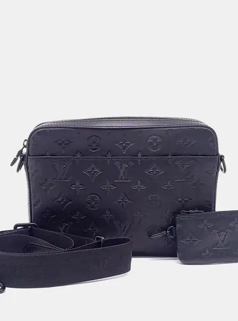 Louis Vuitton Duo Messenger PM Navy Blue Monogram Shadow Leather Crossbody Bag