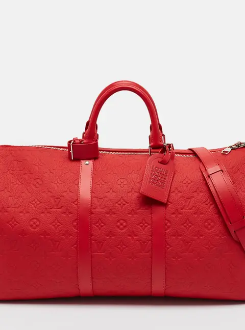Louis Vuitton Keepall Bandouli&egrave;re 50 Red Monogram Taurillon Leather Duffel Bag