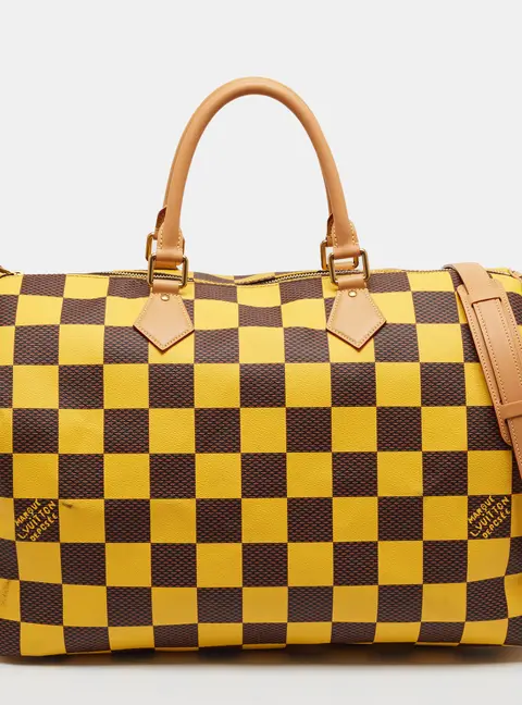 Louis Vuitton Speedy Bandouliere 50 Yellow Damier Pop Canvas Duffel Bag