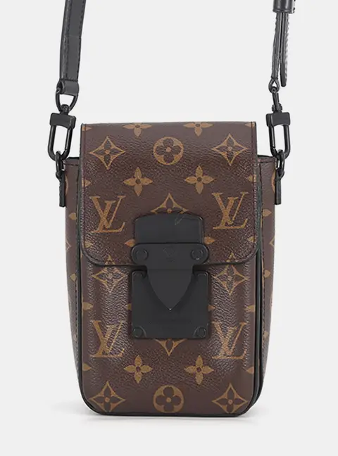 Louis Vuitton Spadlock Vertical Wearable Wallet Noir Monogram Macassar Canvas Crossbody Bag