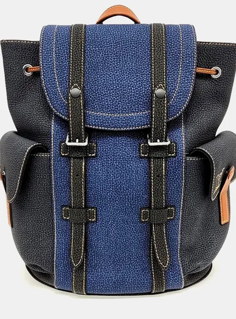 Louis Vuitton Christopher PM Navy Blue Taurillon Monogram Leather Backpack Bag