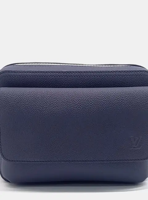 Louis Vuitton Boarding Messenger PM Navy Blue Grained Calfskin Leather Crossbody Bag