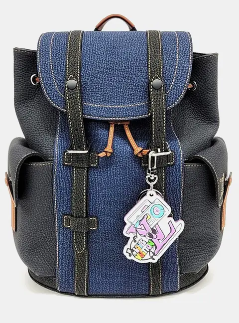 Louis Vuitton Blue/Navy Blue Leather Christopher Backpack PM M21373 Bag Charm