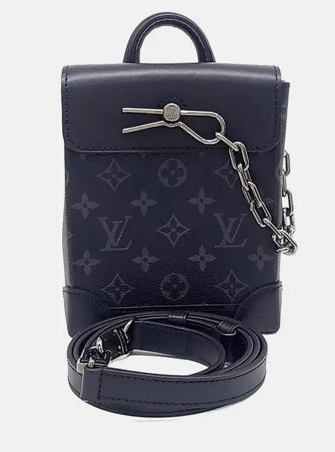 Louis Vuitton Nano Steamer Black Monogram Canvas Top Handle Bag