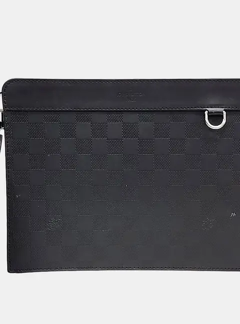Louis Vuitton Standing Clutch Black Damier Infini Leather Clutch Bag