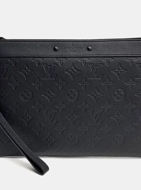 Louis Vuitton Black Leather Shadow Pochette To Go M81570