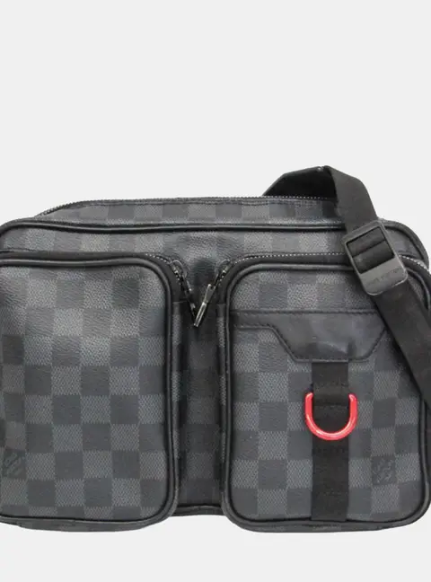 Louis Vuitton Utility Messenger Damier Graphite Black Coated Canvas Men Crossbody Bag