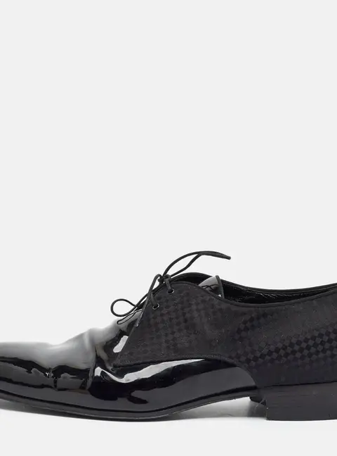 Louis Vuitton Solferino Size 45 Black Patent Leather and Satin Derby