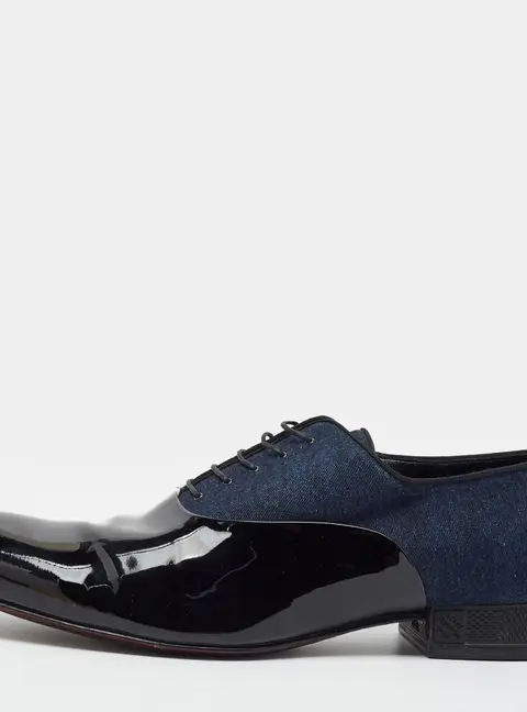 Louis Vuitton Ballroom Size 44.5 Black/Navy Blue Denim and Patent Leather Oxfords