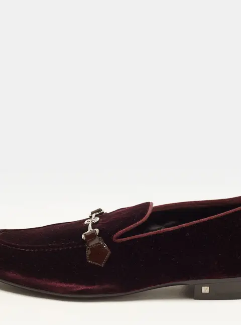 Louis Vuitton Size 43 Burgundy Velvet Slip On Loafers