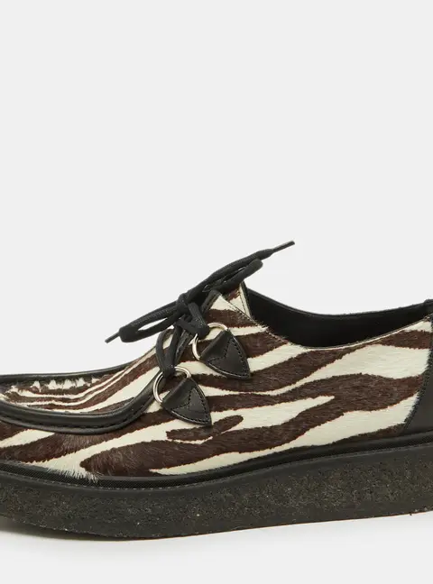 Louis Vuitton Brown Animal Print Calf Hair Creepers Platform Oxfords Size 43