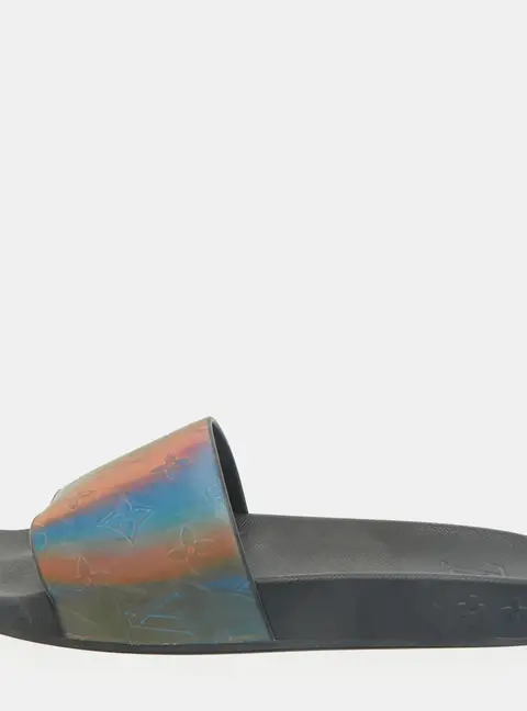 Louis Vuitton Multicolor Iridescent Monogram Rubber Waterfront Slides Size 41