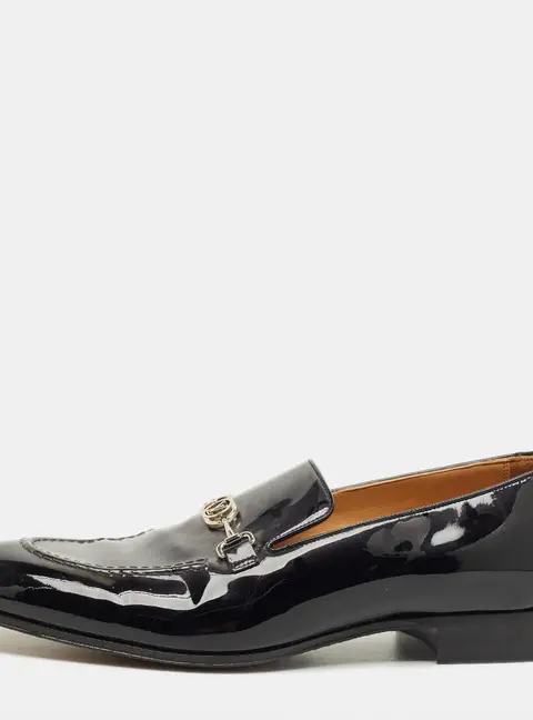 Louis Vuitton Black Leather Slip on Loafers Size 40.5