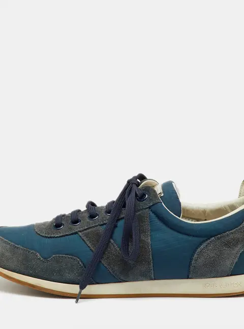 Louis Vuitton Blue/Grey Fabric and Suede Low Top Sneakers Size 41