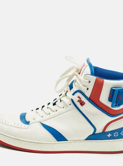 Louis Vuitton Rivoli Size 42 White/Blue Leather High Top Sneakers