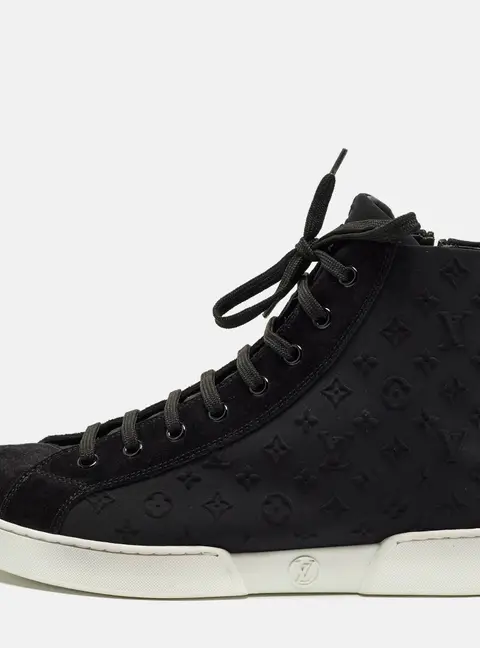 Louis Vuitton Stellar Size 39 Black Monogram Fabric and Suede High Top Sneakers