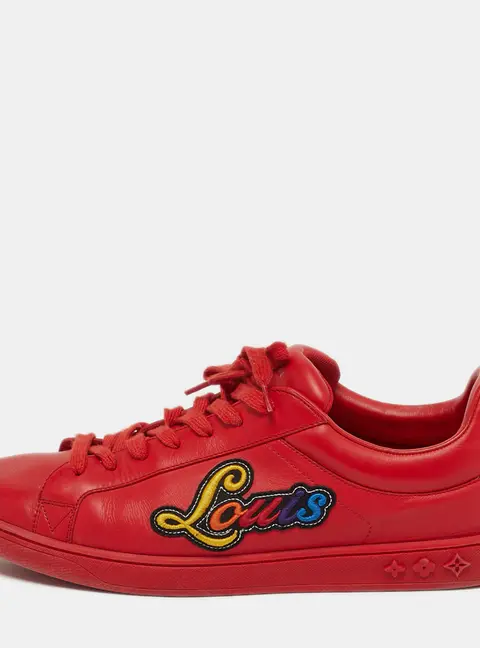 Louis Vuitton Luxembourg Size 41.5 Red Leather Low Top Sneakers