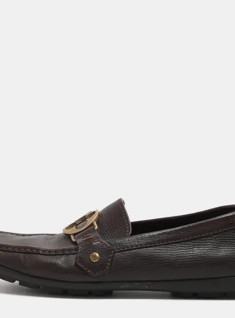 Louis Vuitton Flower Logo Size 42 Brown Leather Loafers