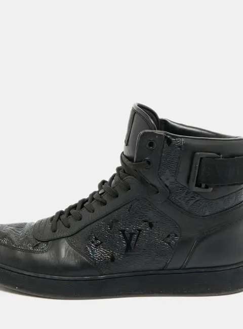Louis Vuitton Rivoli Size 42.5 Black Monogram Canvas and Leather High Top Sneakers