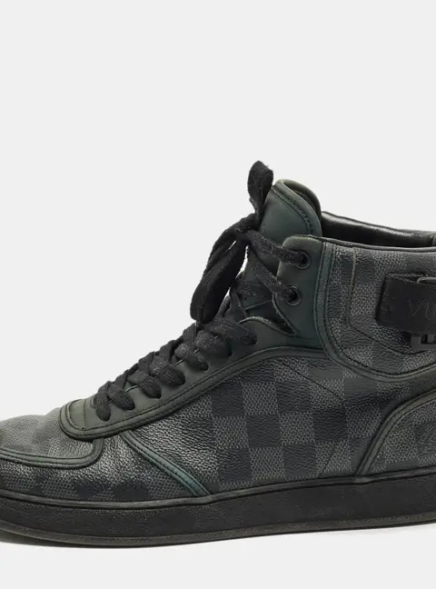 Louis Vuitton Rivoli Size 42 Grey/Black Damier Canvas and Leather High Top Sneakers