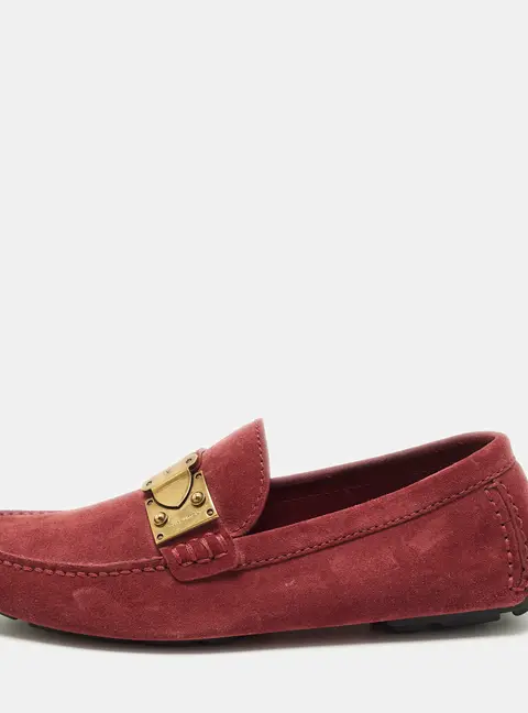 Louis Vuitton Racetrack Size 39.5 Dark Red Suede Driver Loafers