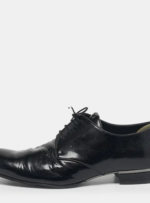 Louis Vuitton Size 40.5 Black Patent Leather Lace Up Derby