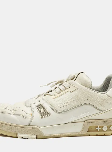 Louis Vuitton LV Trainer Size 45 White Leather Lace Up Sneakers
