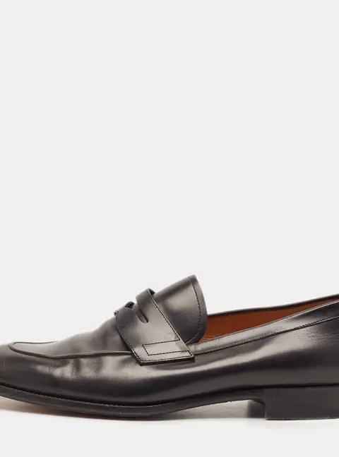 Louis Vuitton Size 44 Black Leather Penny Loafers