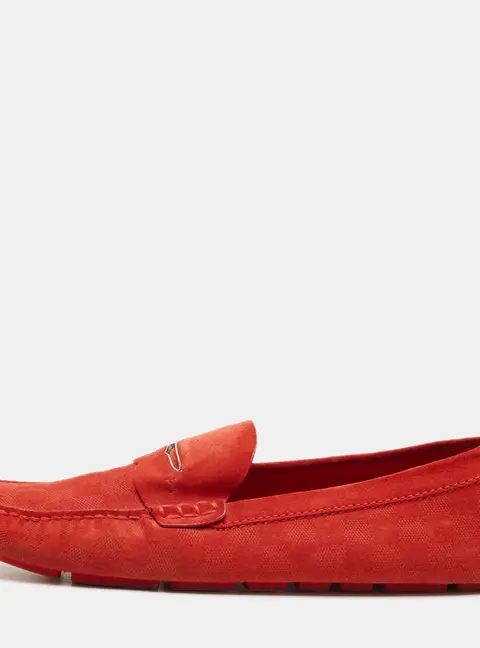 Louis Vuitton Size 45 Red Suede Driver Loafers