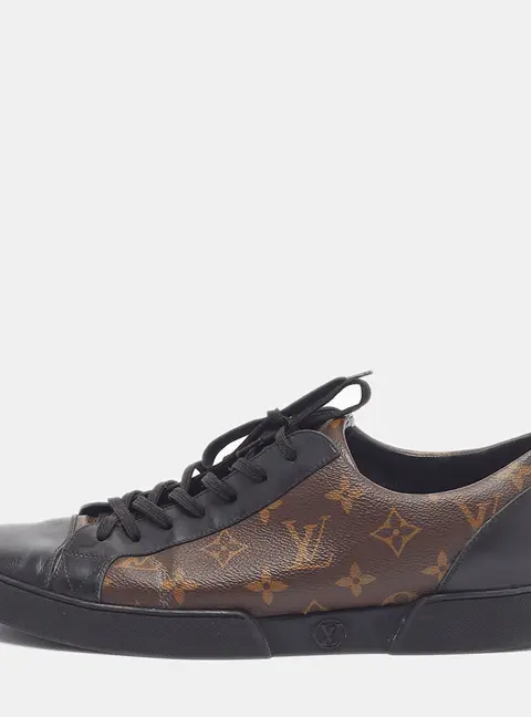 Louis Vuitton Match Up Size 43.5 Black/Brown Monogram Canvas and Leather Low Top Sneakers