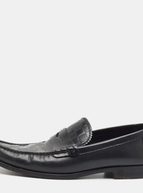 Louis Vuitton Santiago Size 43 Black Damier Infini Leather Penny Loafers