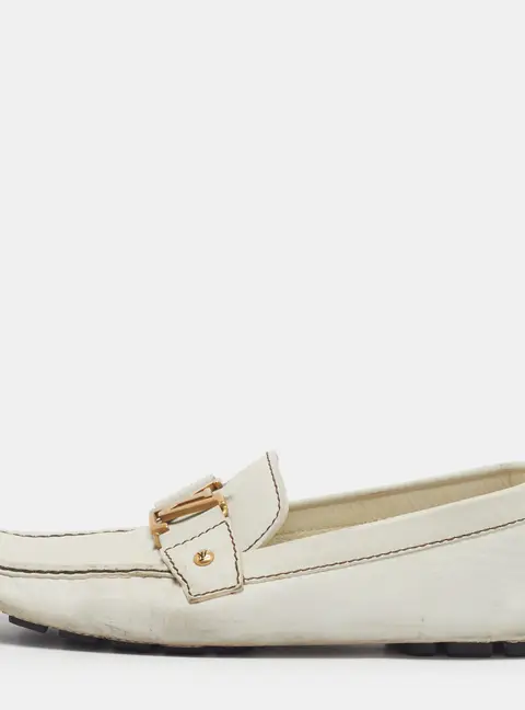 Louis Vuitton Monte Carlo Size 43.5 White Leather Driver Loafers