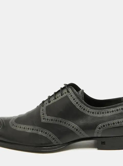 Louis Vuitton Wing Tips Size 42.5 Black/Green Leather Oxfords