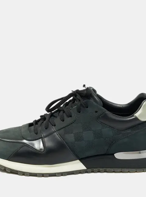 Louis Vuitton Run Away Size 43 Tricolor Damier Leather and Nubuck Lace Up Sneakers