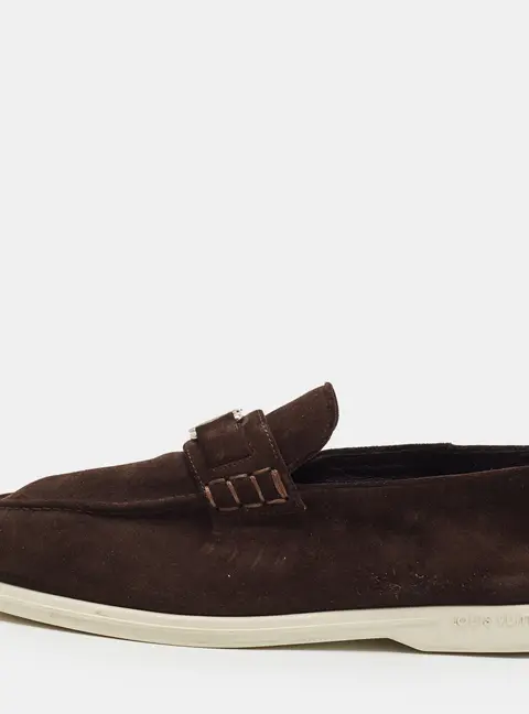 Louis Vuitton Estate Size 41 Dark Brown Suede Penny Loafers