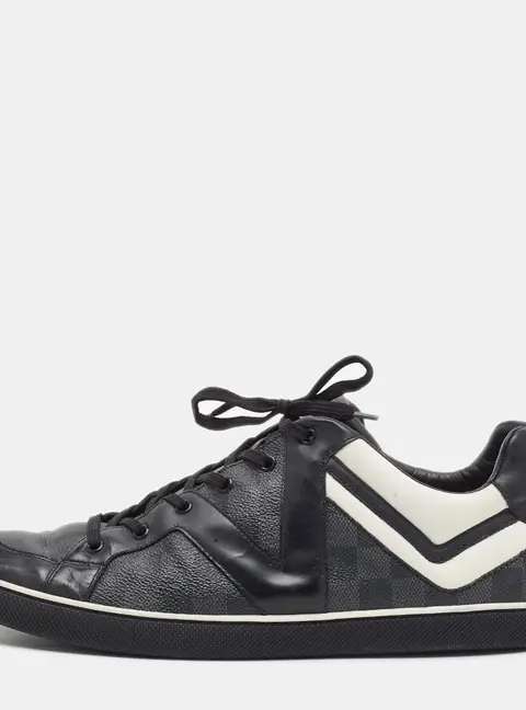 Louis Vuitton Size 46 Black/White Damier Hero Graphite Leather Low Top Sneakers